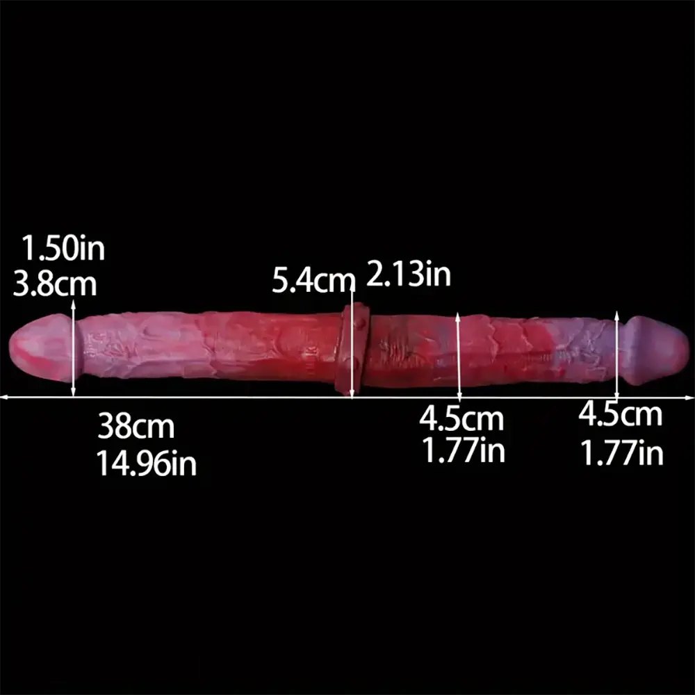 Colorful wrinkled double-head silicone dildo, photo 3
