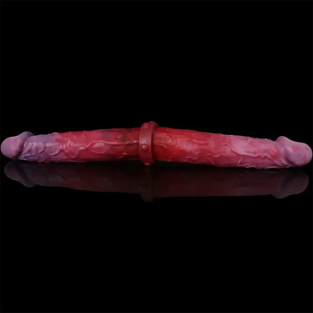 Colorful wrinkled double-head silicone dildo, photo 4