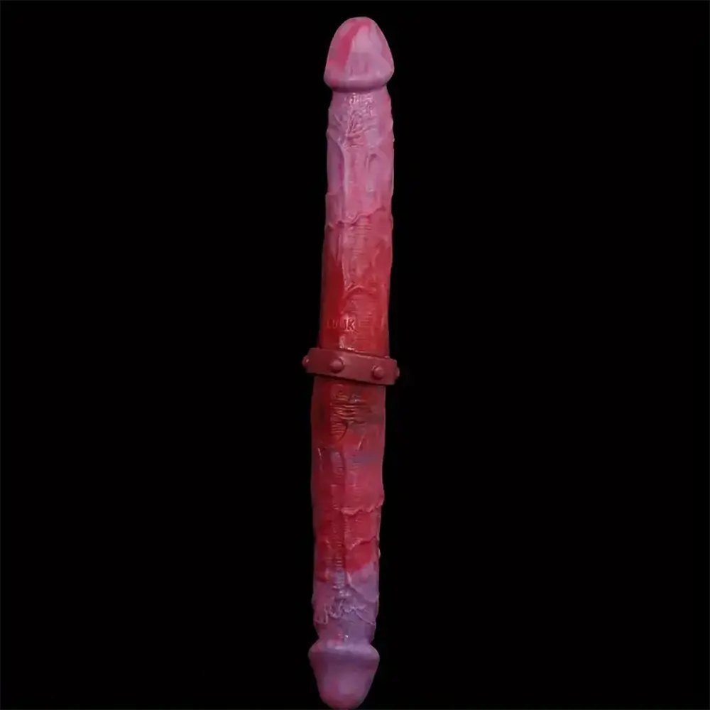 Colorful wrinkled double-head silicone dildo, photo 7