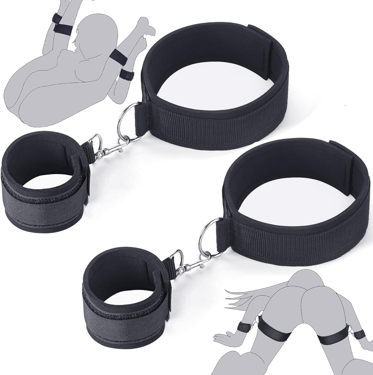 Black cotton-pad-Velcro wrist to thigh restraint strap, photo 1