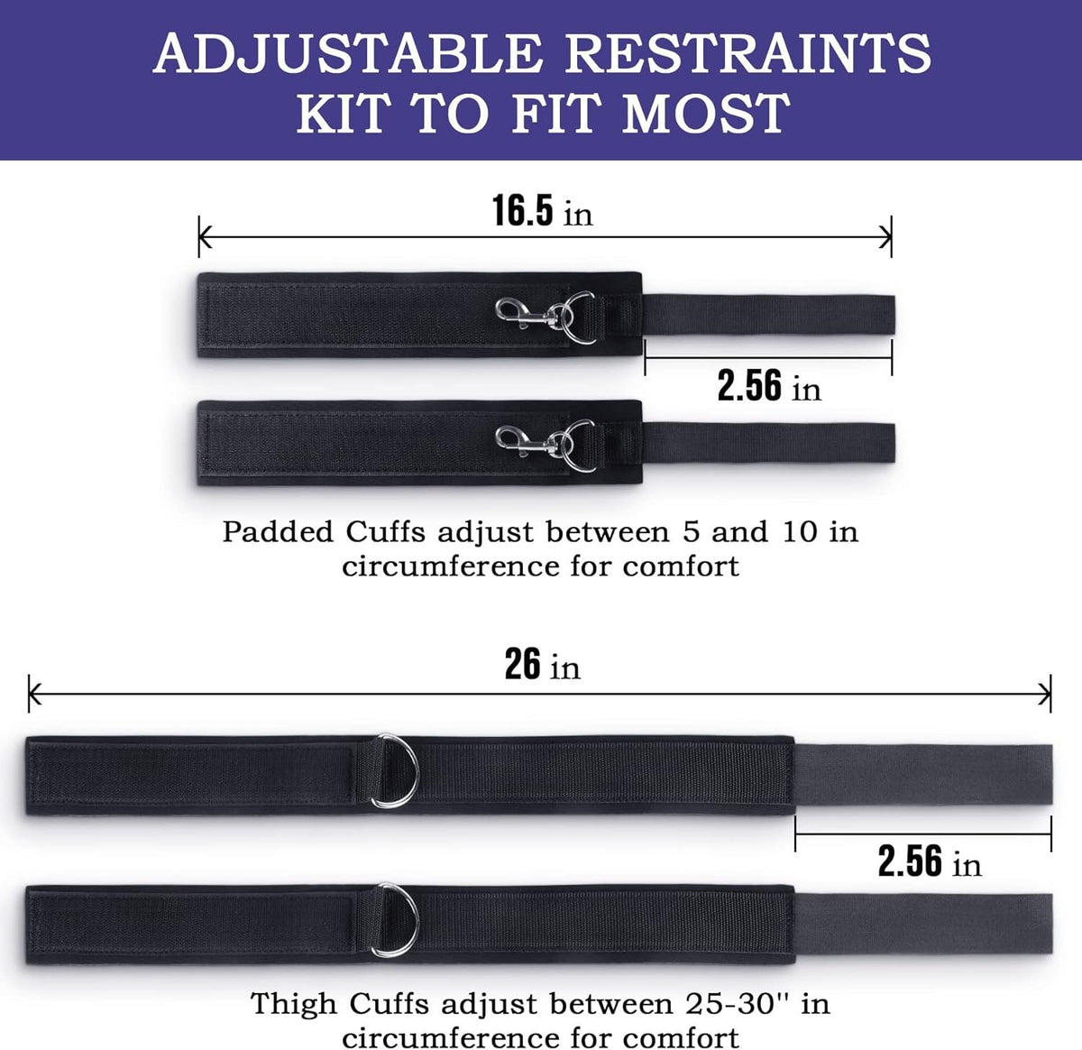 Black cotton-pad-Velcro wrist to thigh restraint strap, photo 6