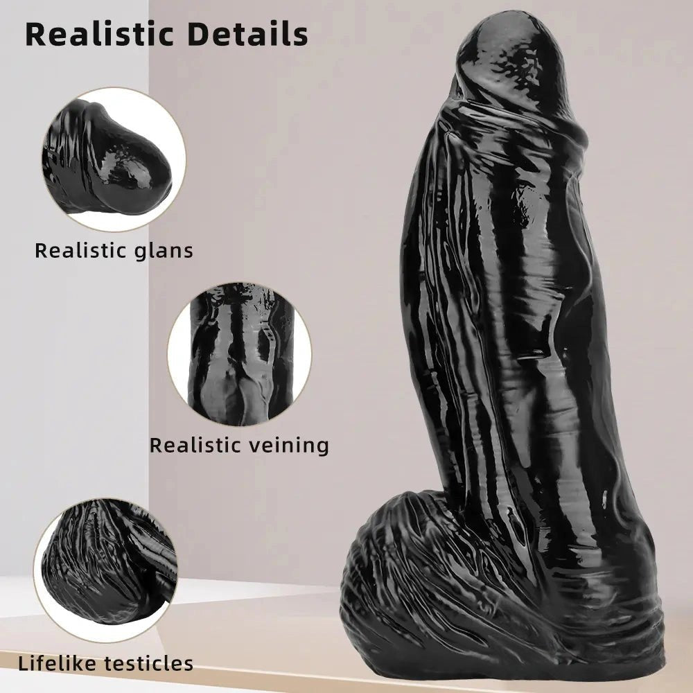 Black extra thick realistic dildo, photo 2