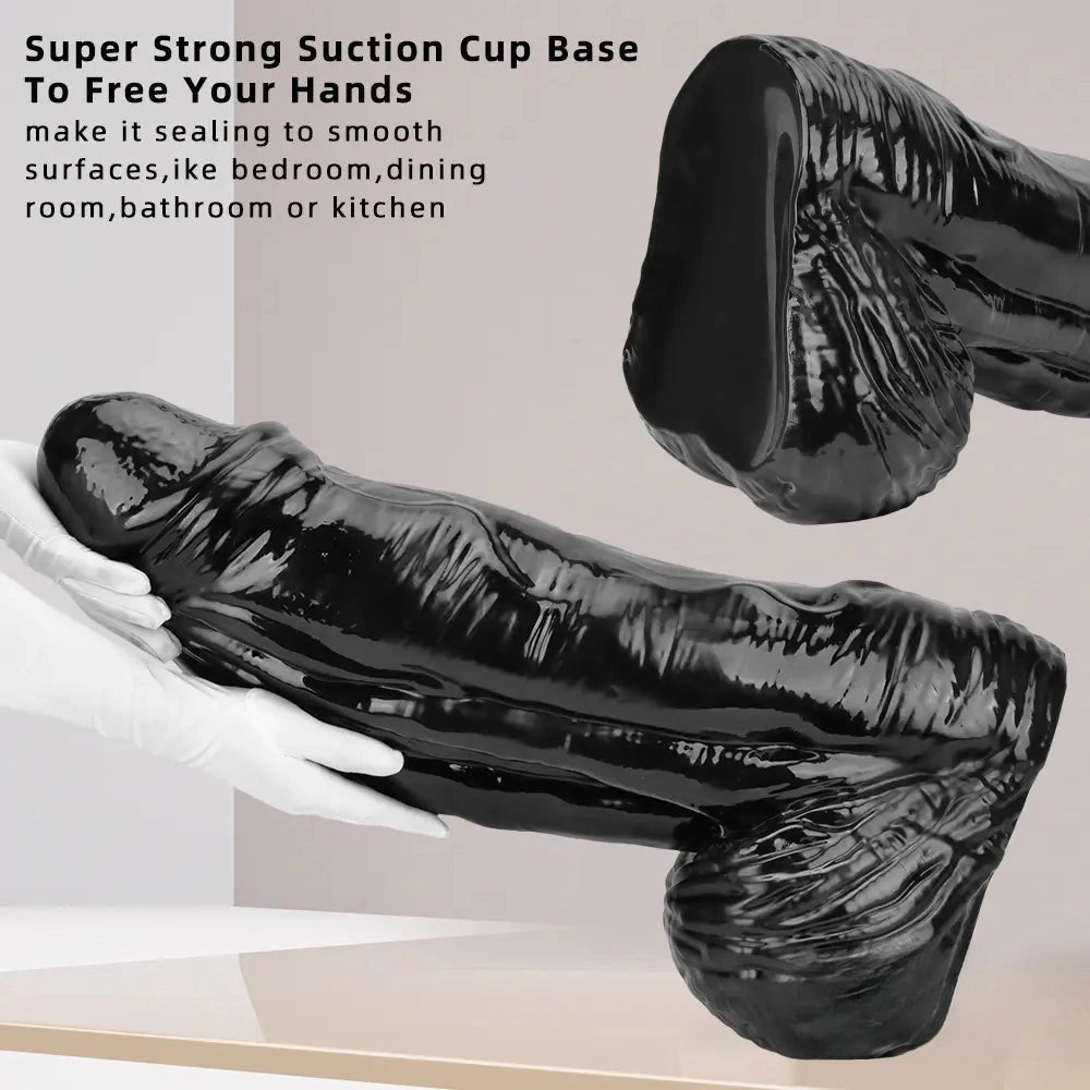 Black extra thick realistic dildo, photo 4