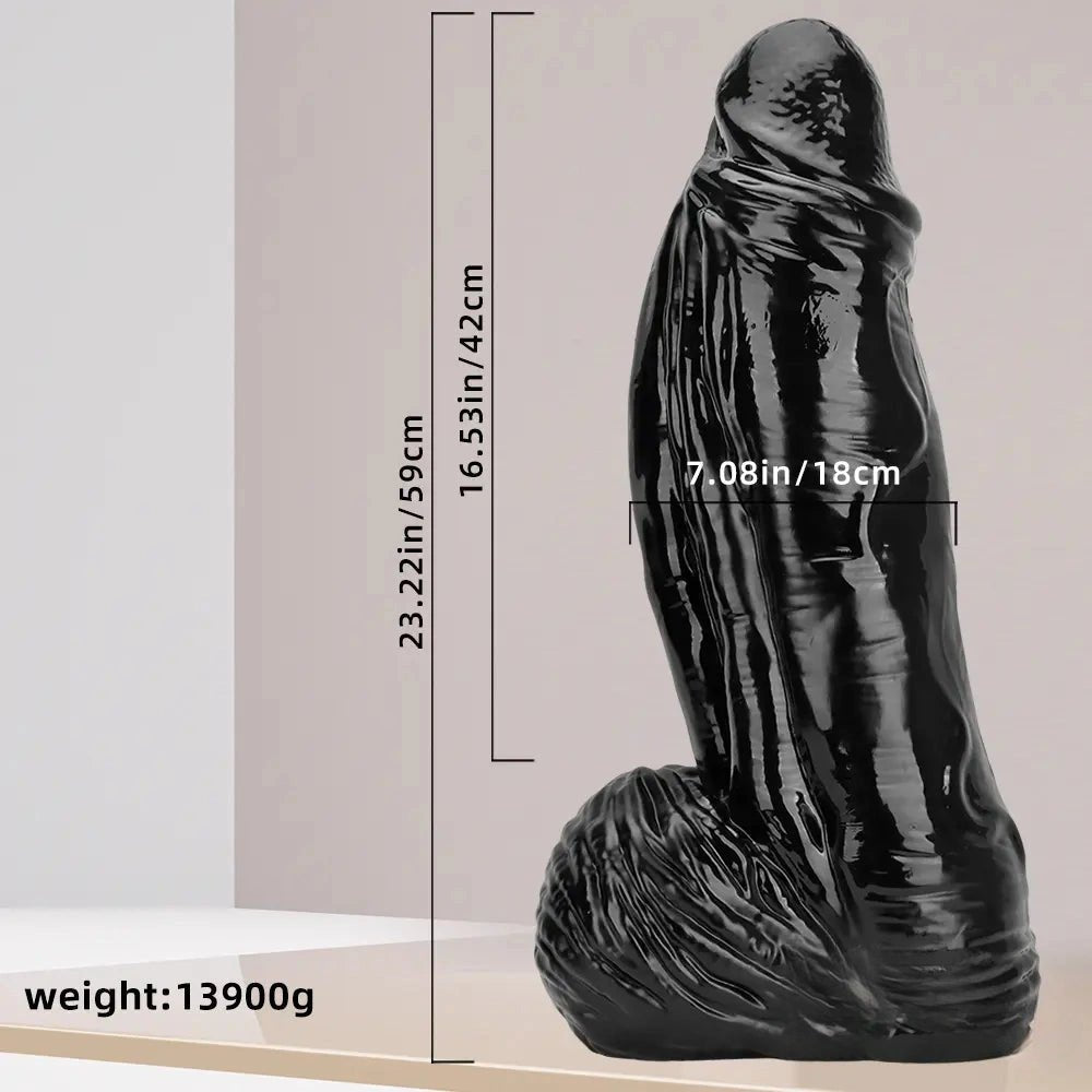 Black extra thick realistic dildo, photo 7