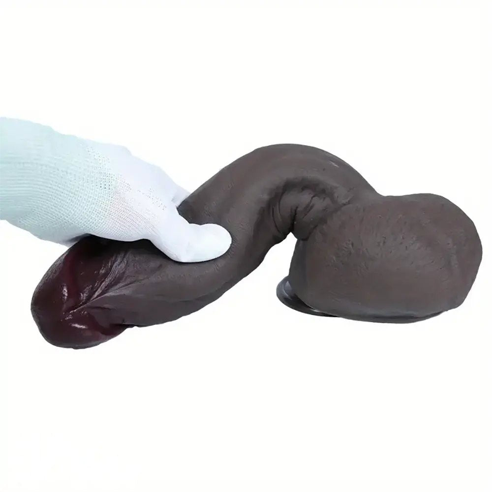 Black realistic silicone dildo, photo 10
