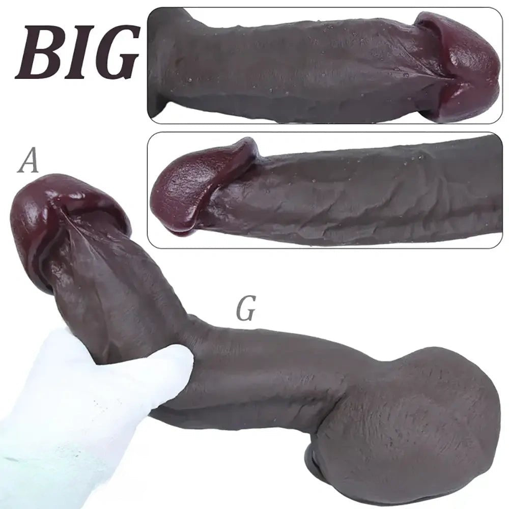 Black realistic silicone dildo, photo 11