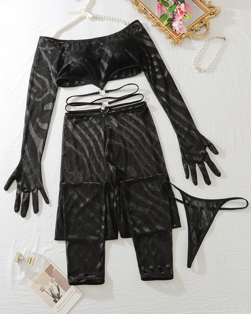Zebra print long sleeve bra set, photo 5