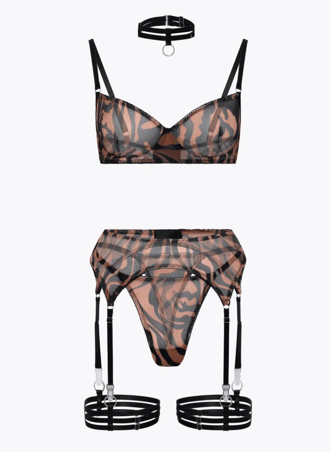 Zebra print mesh garter set, photo 6