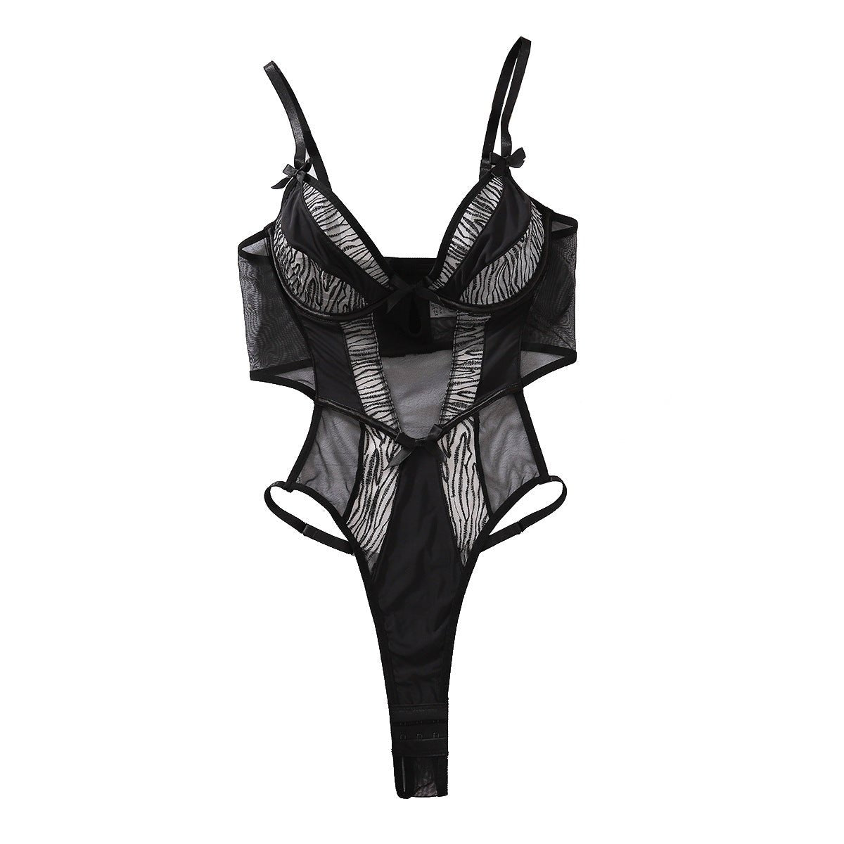 Zebra print mesh patchwork bodysuit, photo 4