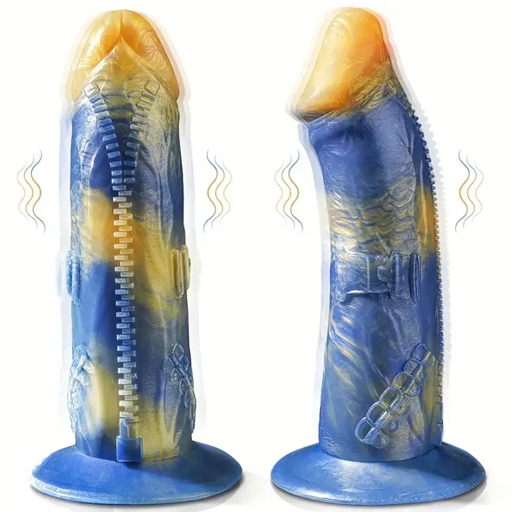 Zipper-textured monster-style fantasy dildo, photo 1