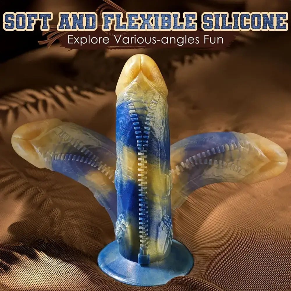 Zipper-textured monster-style fantasy dildo, photo 2