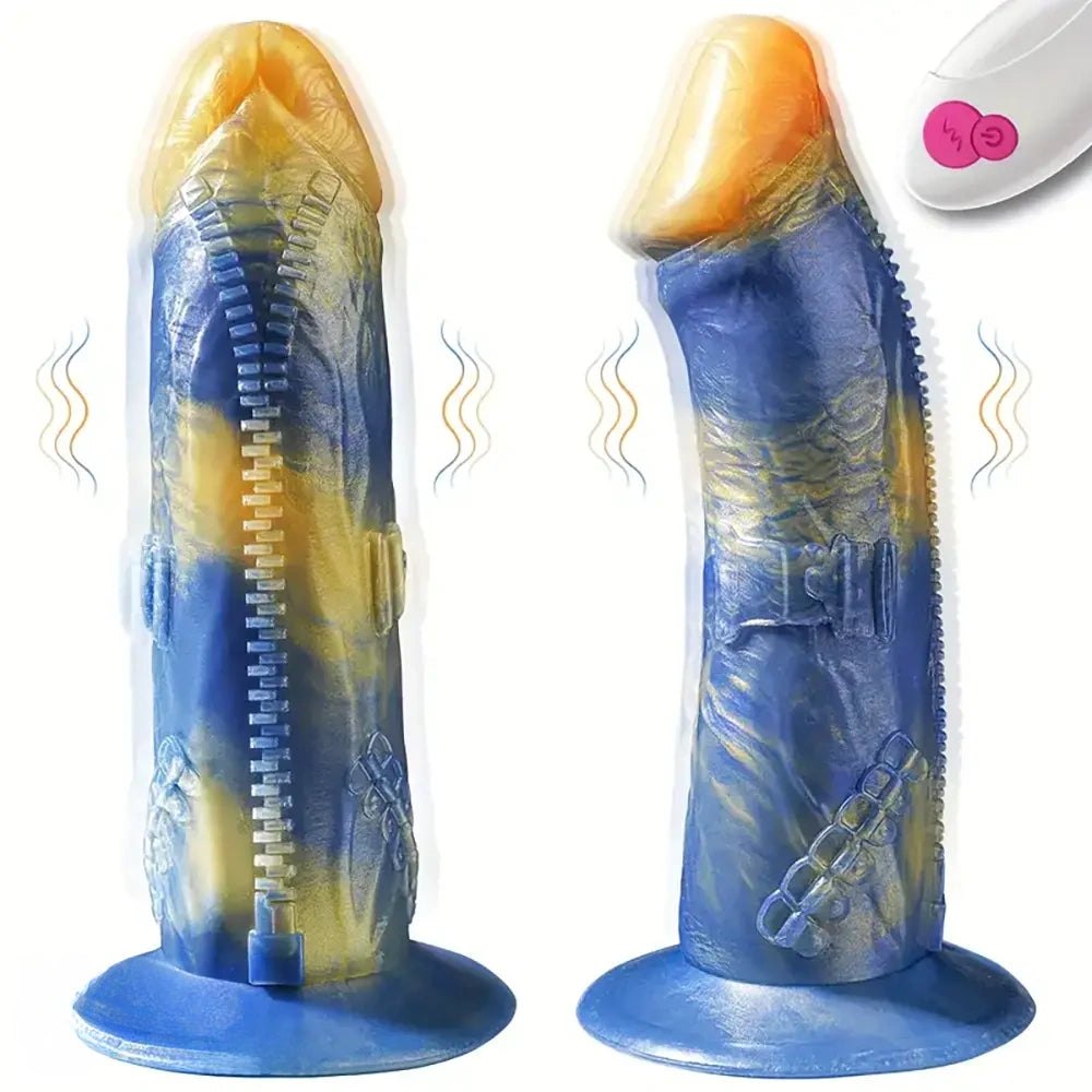 Zipper-textured monster-style fantasy dildo, photo 4